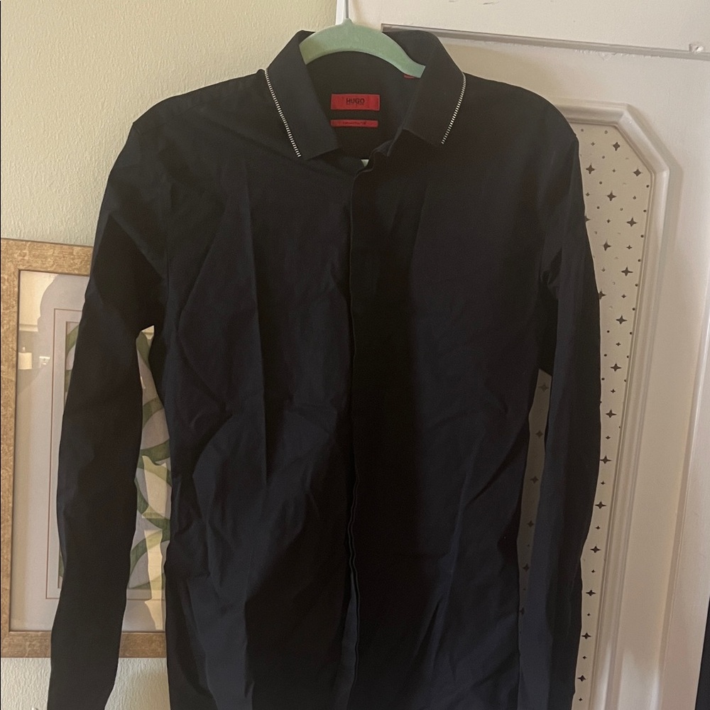 HUGO Men black button down dress shirt